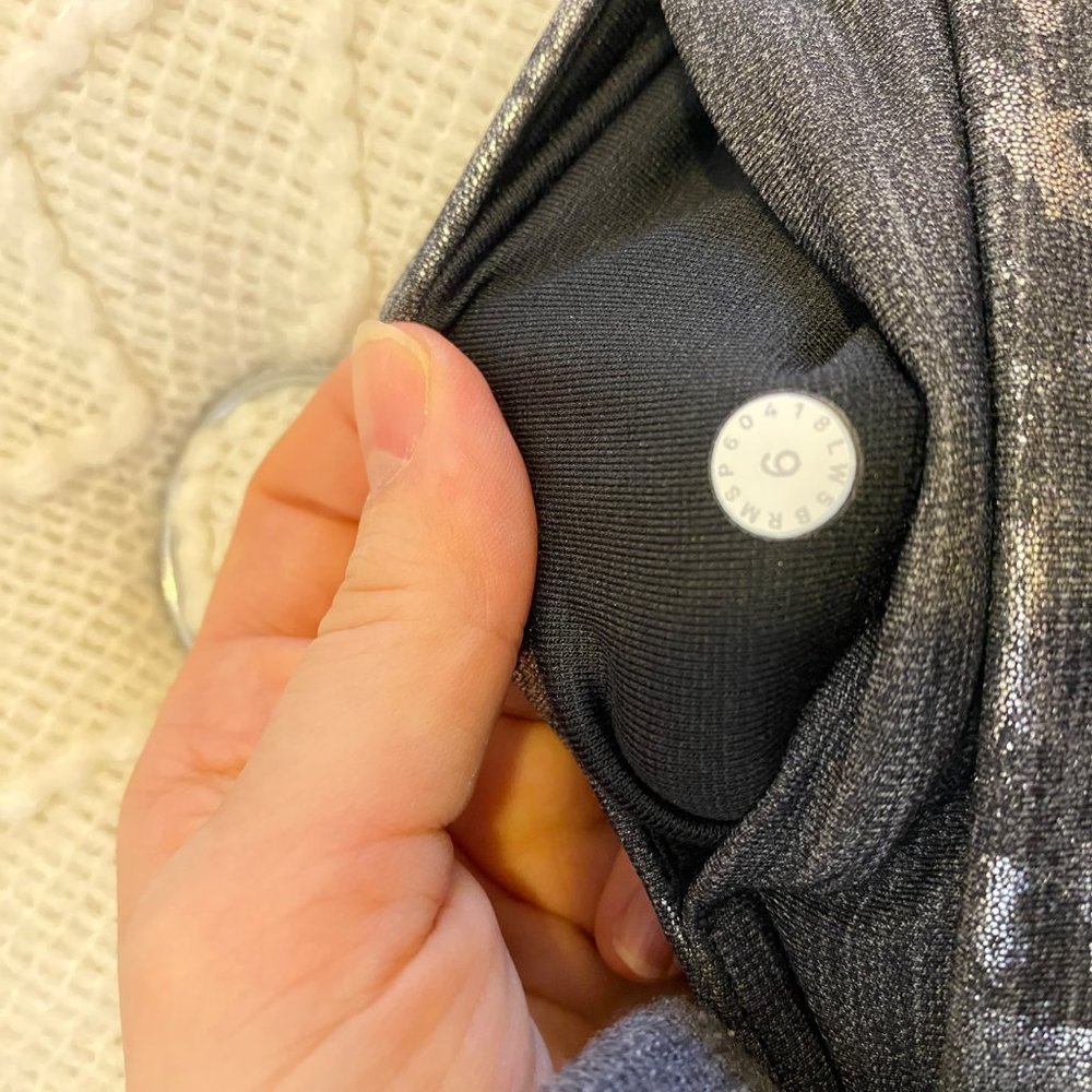 Lululemon Wunder Under High Rise Tight Leggings Silver Black Brindle Foil - Picture 10 of 10